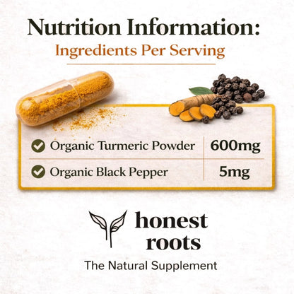 Certified Organic Turmeric with Black Pepper | 600mg Capsules - 2 Months Supply